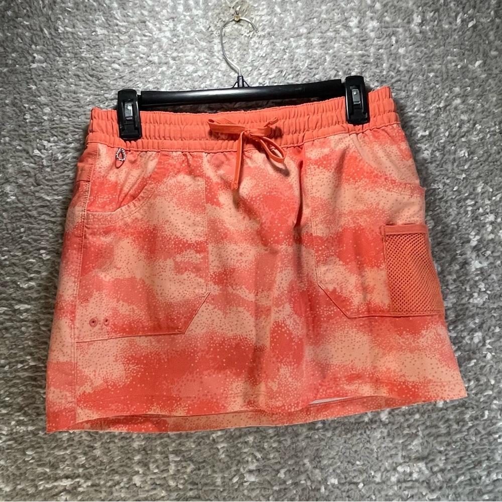 Columbia PFG Skort Skirt Womens Size Small Orange Elastic Waist Pockets